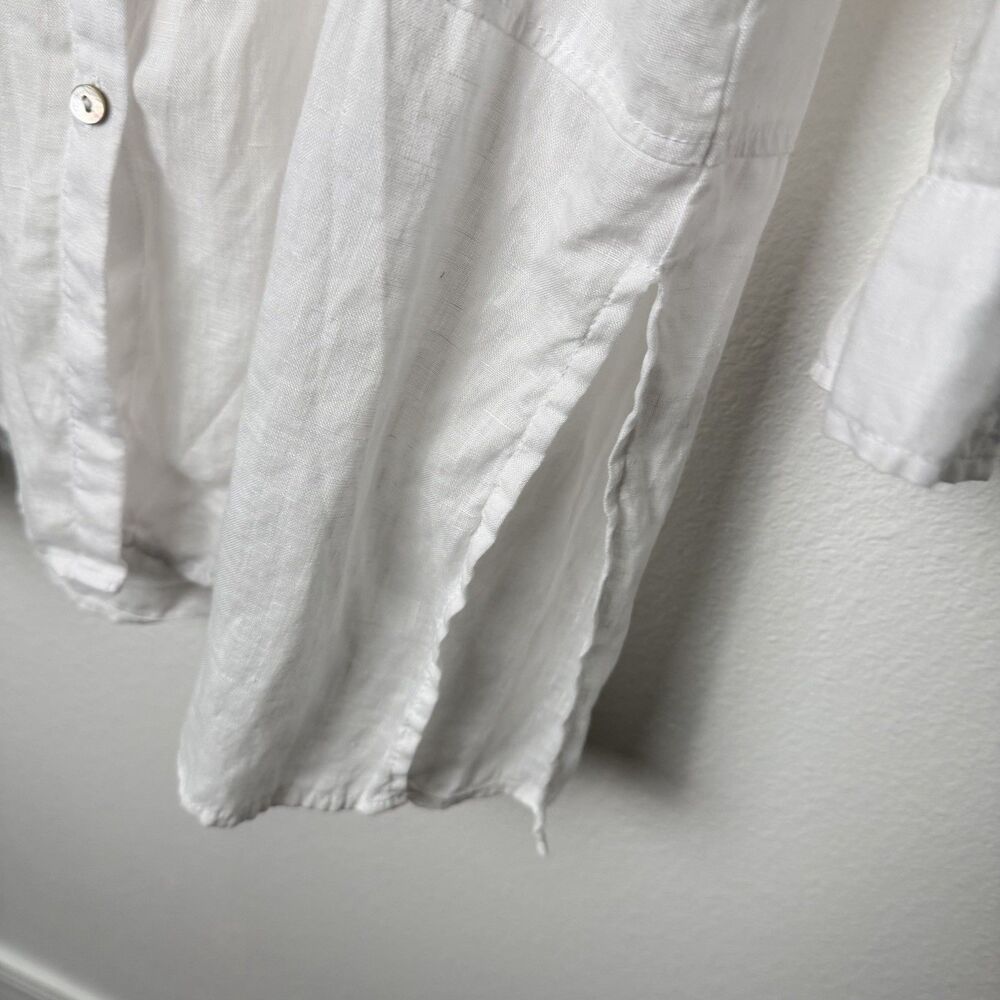 TAHARI Women's Rolled Sleeve White Linen Beach Shirt 1X - Picture 5 of 6